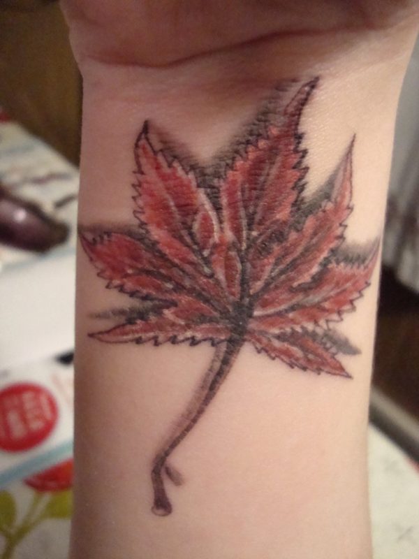 Maple Leaf Tattoo On Wrist