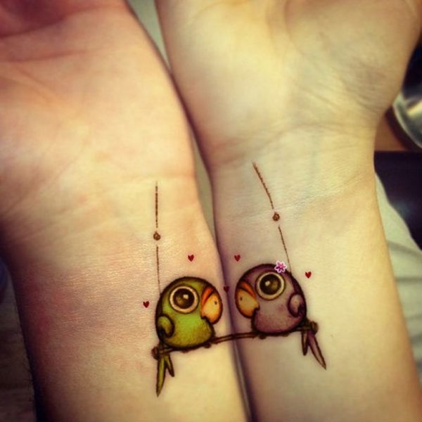 Matching Birds Tattoo On Wrist