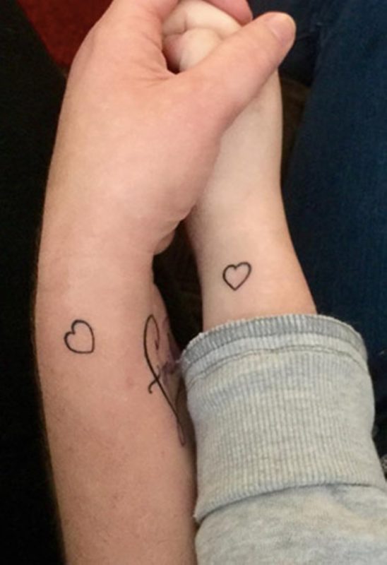 Matching Hearts Tattoo On Wrist