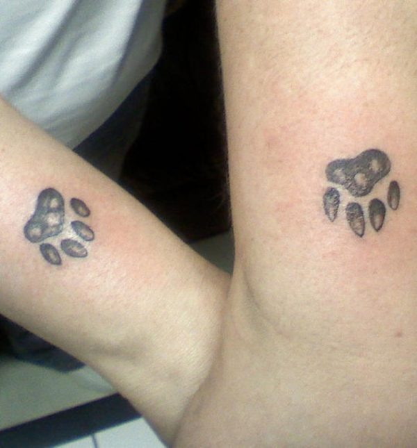 Matching Paw Tattoo On Wrist