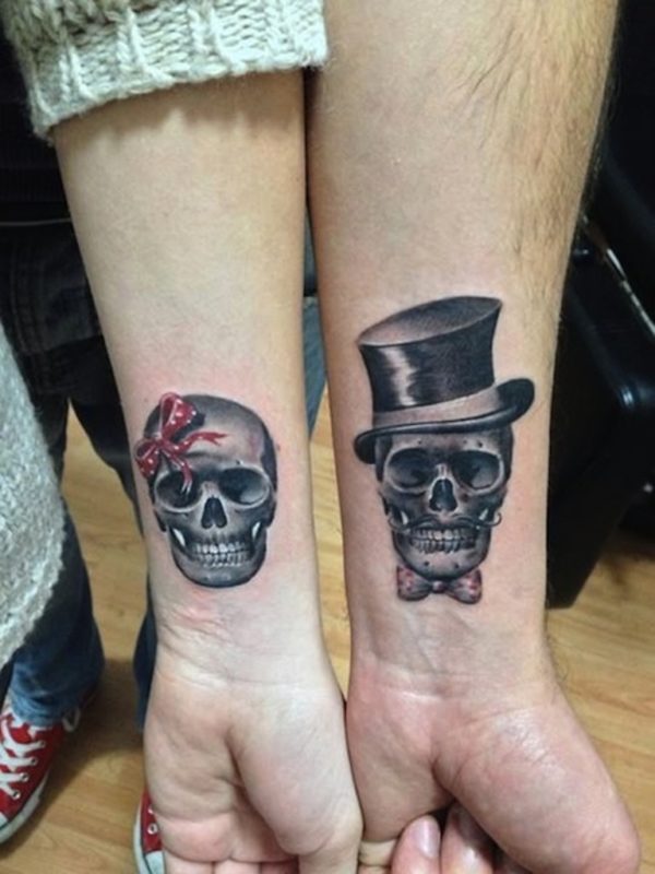 Matching Skull Tattoo On Wrist