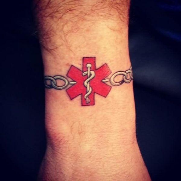 Medical Symbol Band Tattoo Design For Wrist