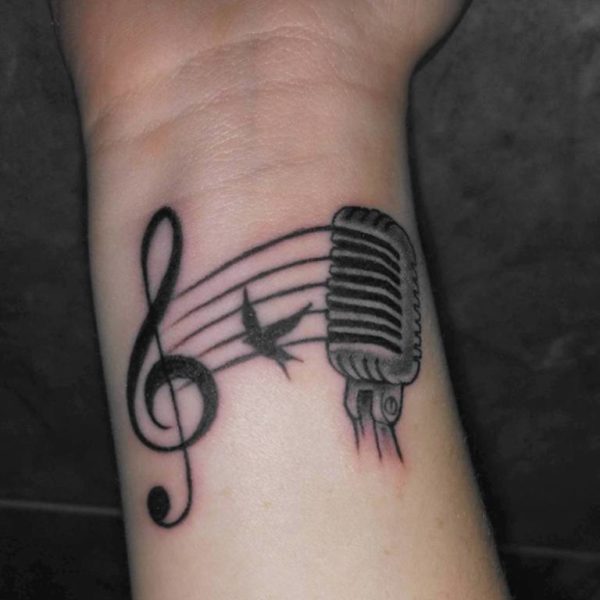 Mic And Music Tattoo