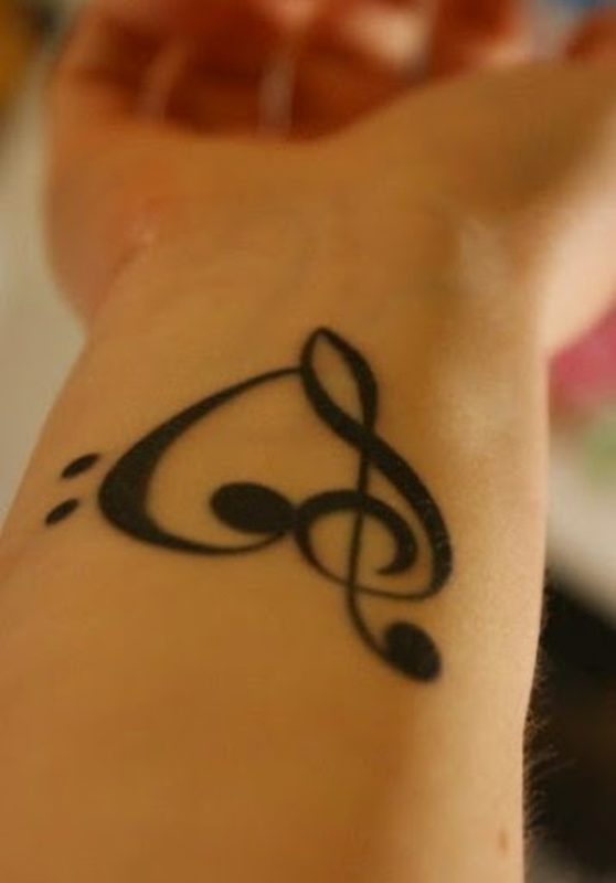 Music Heart Tattoo On Wrist