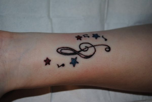 Music Note And Star Tattoo
