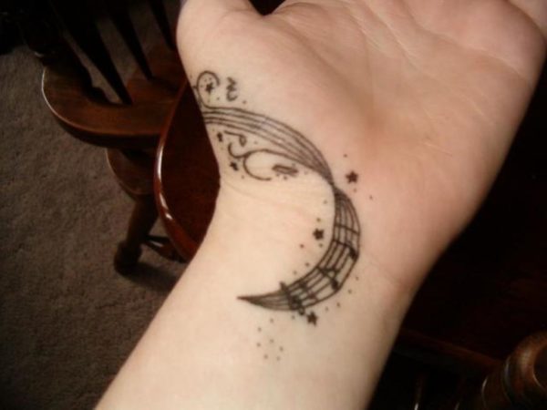 Music Tattoo Design On Wrist 