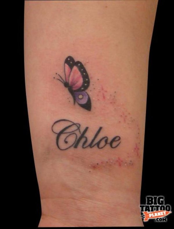 Name Butterfly Tattoo On Wrist