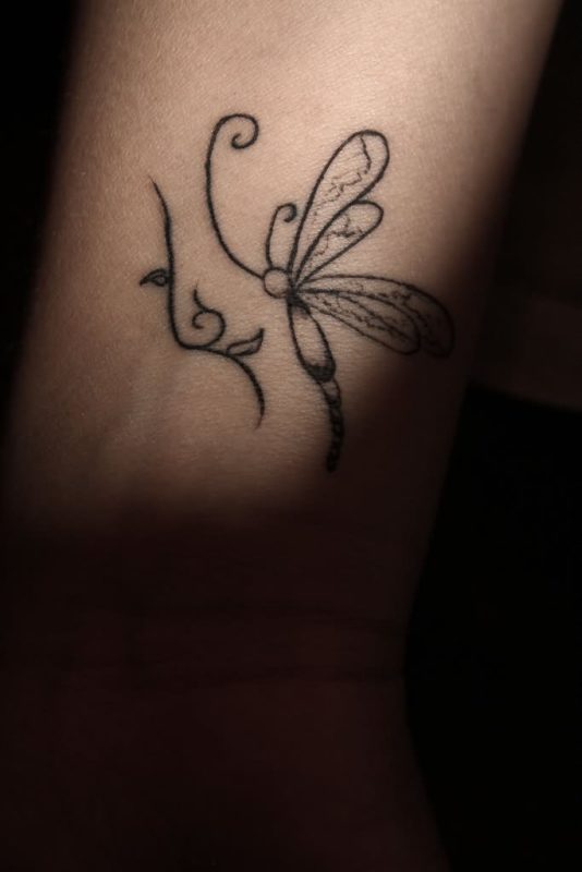 Nice Black Dragonfly Tattoo