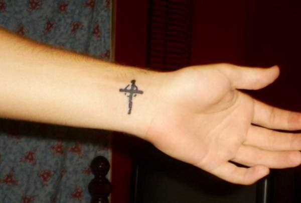 Nice Cross Tattoo On Wrist