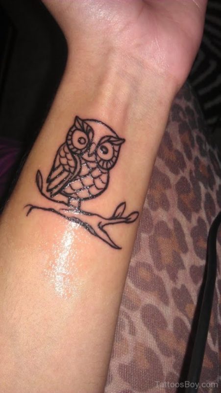 Nice Owl Tattoo On Wrist