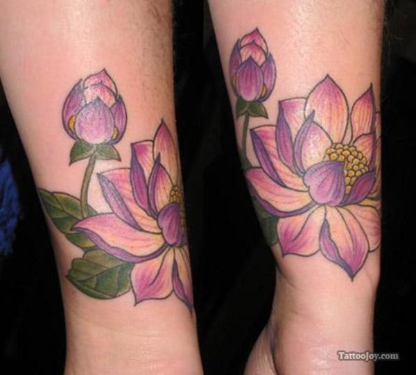 Nice Pink Lotus Flower Tattoo