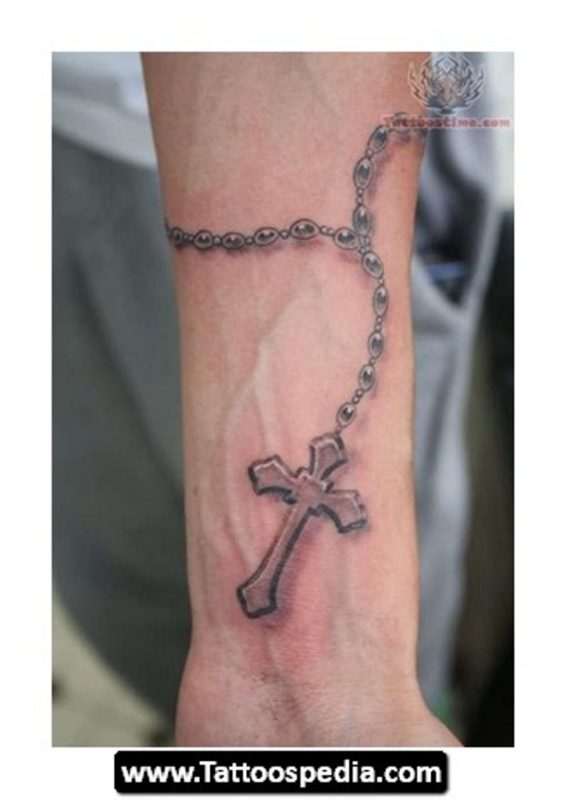 Nice Rosary Tattoo On Wrist