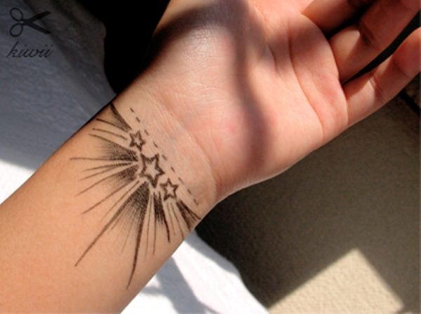 Nice Stars Tattoo On Wrist'