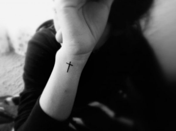 Religious Cross Tattoo On Wrist