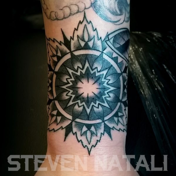 Outline Mandala Tattoo On Wrist