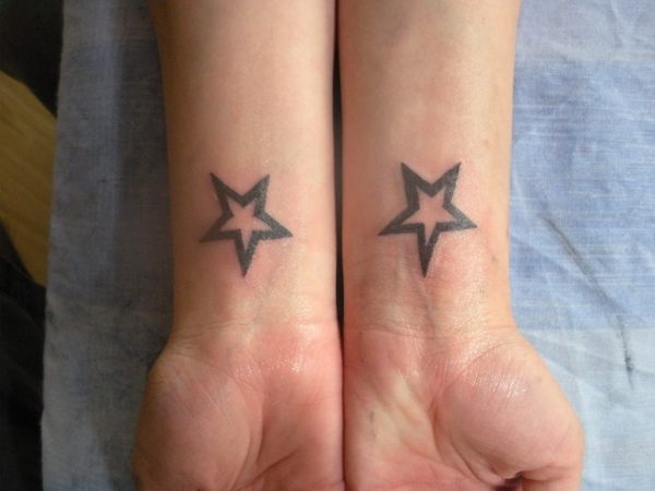 Outline Star Tattoo On Wrist