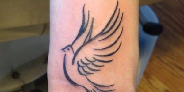 Outline Bird Tattoo On Wrist