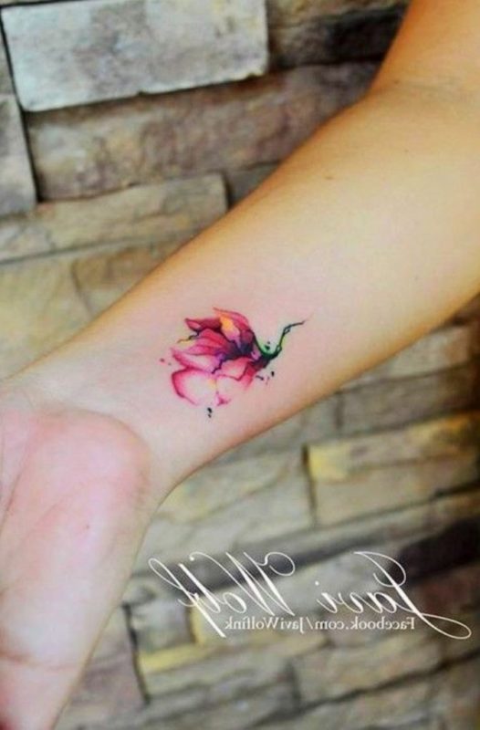 Outstanding Watercolor Flower Tattoo On Wrist
