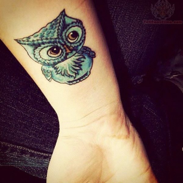 Owl Bird Tattoo On Wrist
