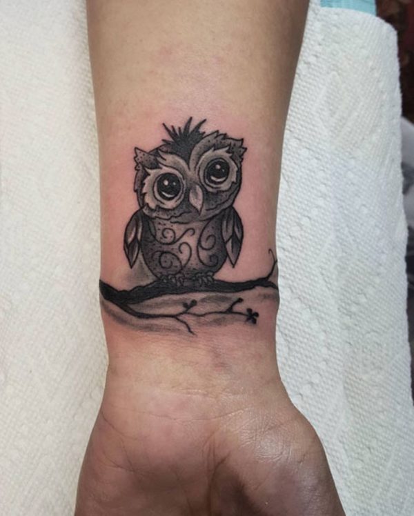 Owl Tattoo Design On Wrist