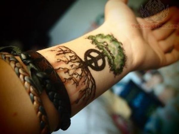 Peace Tree Tattoo On Wrist