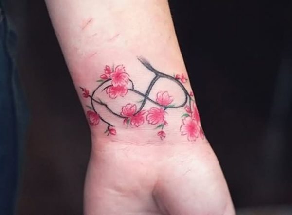 Pink Flower Tattoo On Wrist