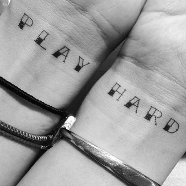 Play Hard Tattoo On Wrist