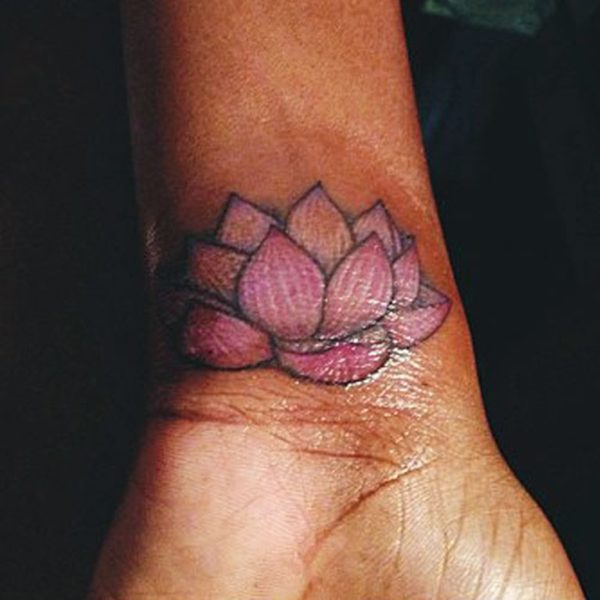 Pink Lotus Tattoo On Wrist