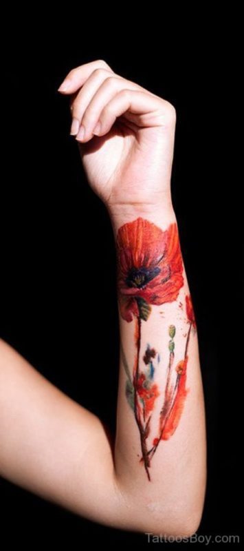 Poppy Flower Tattoo On Wrist