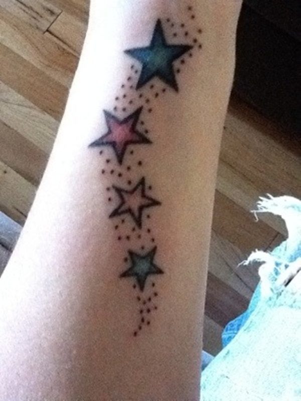 Pretty Color Stars Tattoo