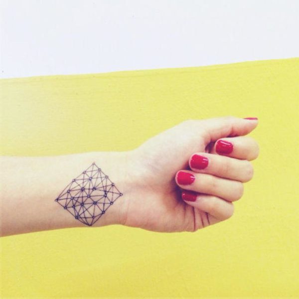 Prism Shaped Geometric Tattoo On Wrist