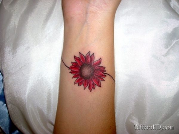 Red Daisy Flower Tattoo