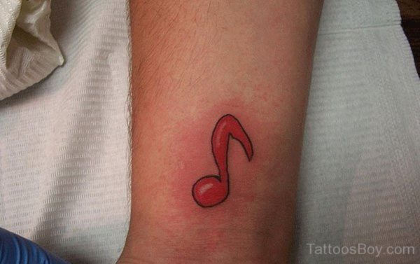 Red Music Symbol Tattoo
