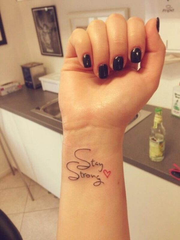 Red heart And Stay Strong Tattoo