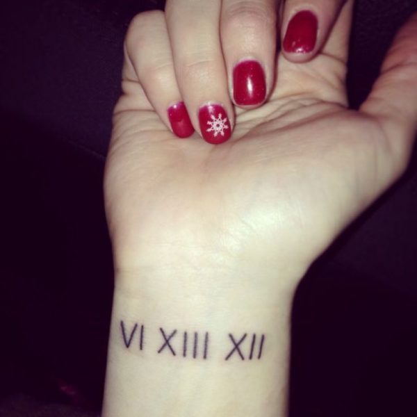 Roman Numerals Inner Wrist Tattoo