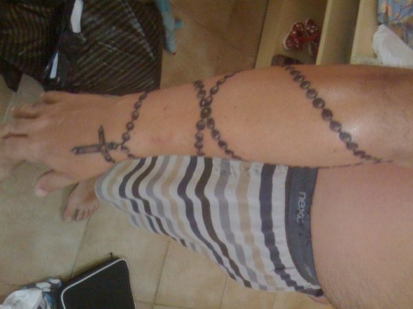 Rosary Tattoo Design On Wrist