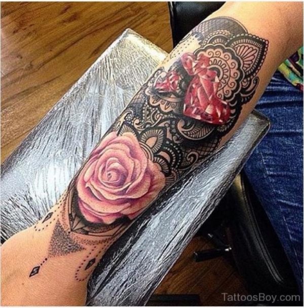 Rose And Mandala Tattoo On Wrist
