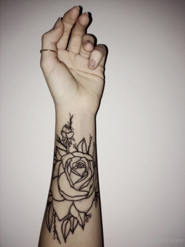 Rose Flower Tattoo On Wrist