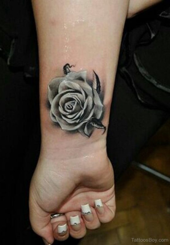 Rose Flower Tattoo On Wrist