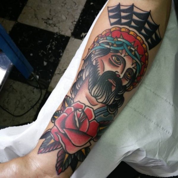 Rose With Jesus Tattoo
