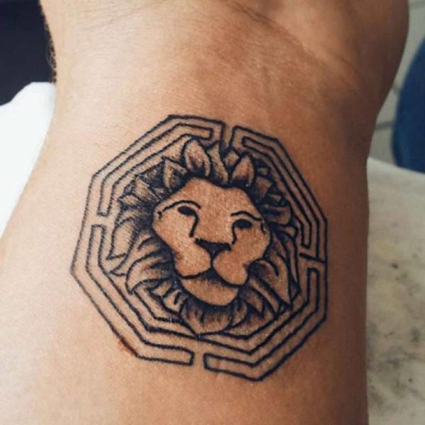 Round Lion Face Tattoo