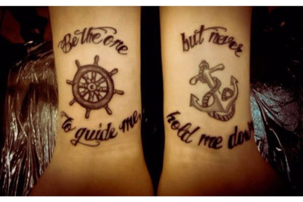 Ship Wheel And Anchor Tattoo