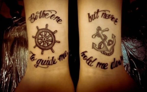 Ship Wheel And Word Tattoo