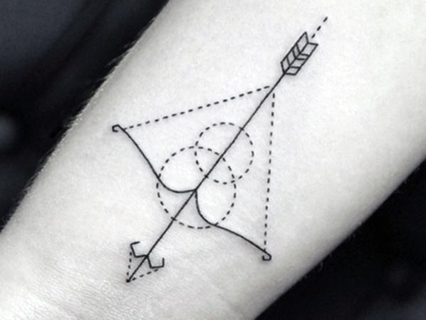 Simple Bow Arrow Outline Tattoo