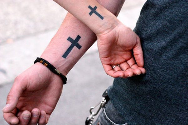 Simple Cross Tattoo On Wrist