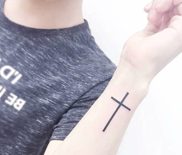 Awesome Cross Tattoo On Wrist