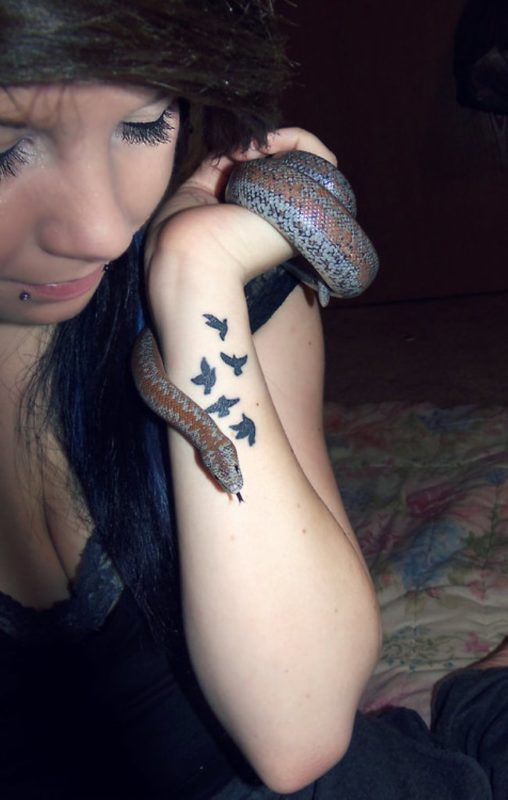 Small Black Birds Tattoo On Wrist For Girls