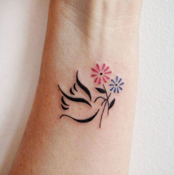 Small Dove Tattoo On Wrist