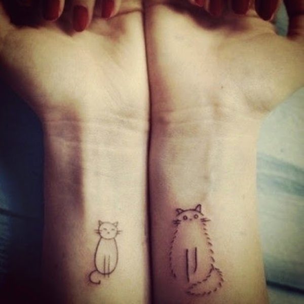 Small Fat  Cat Tattoo On Wrist