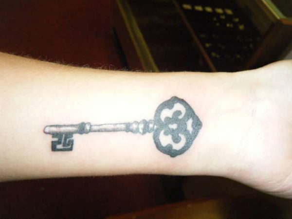 Small Skeleton key tattoo On Wrist